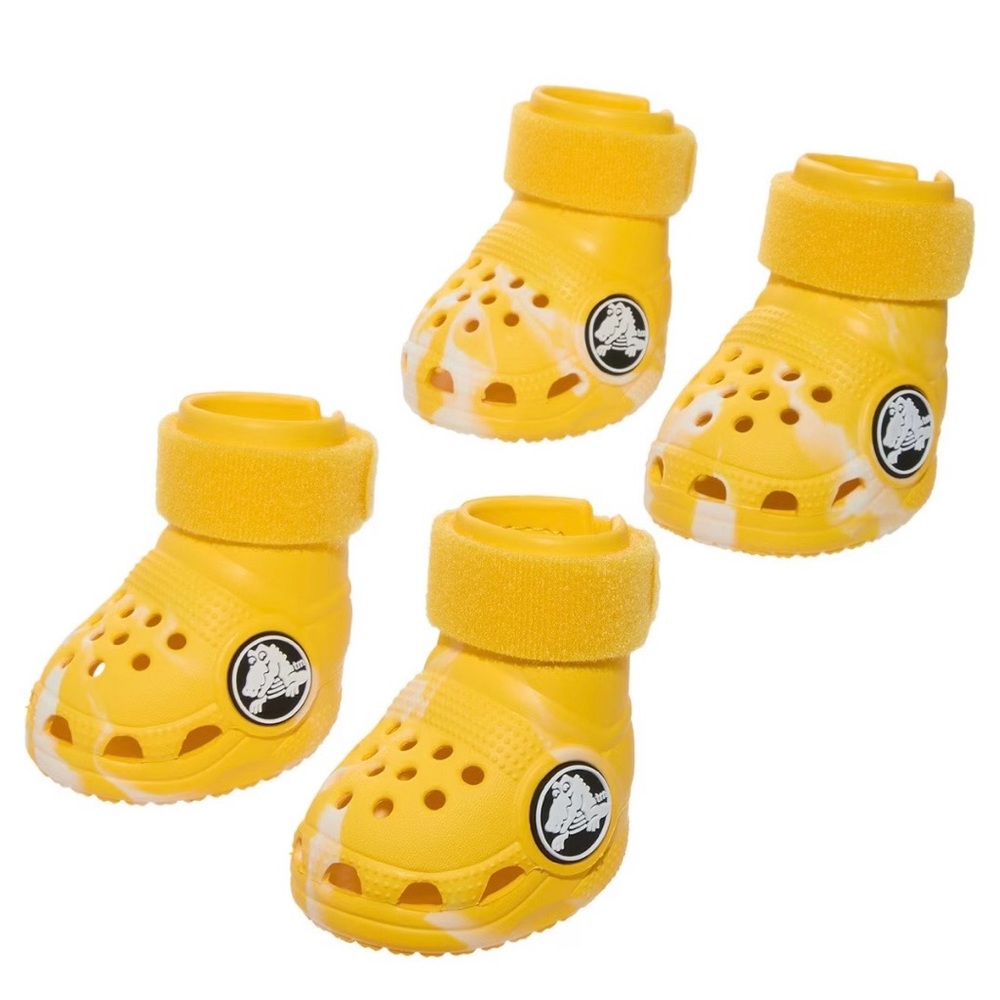 Bark by Croc Bright Yellow Dog Shoes with Logo (size large)